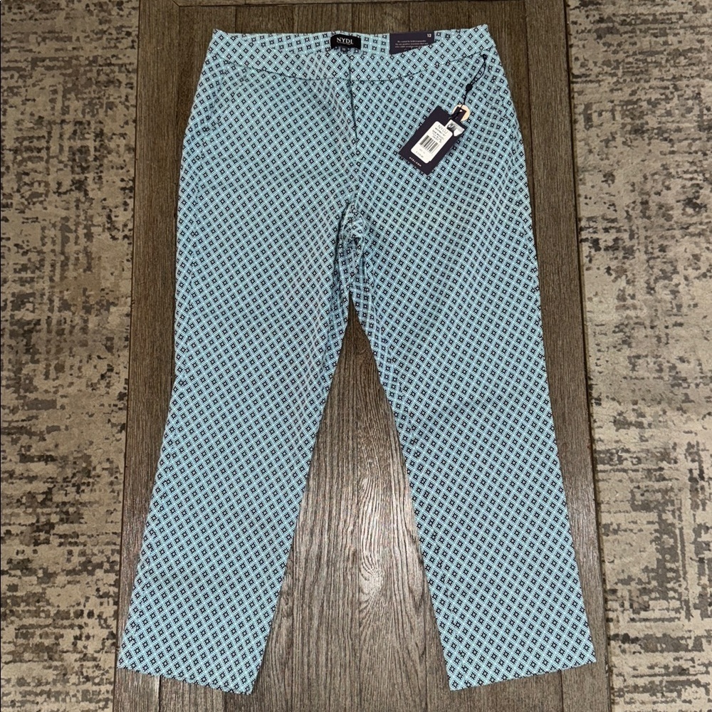 NYDJ Everyday Trouser Pants San Miguel Tile Blue Daisy